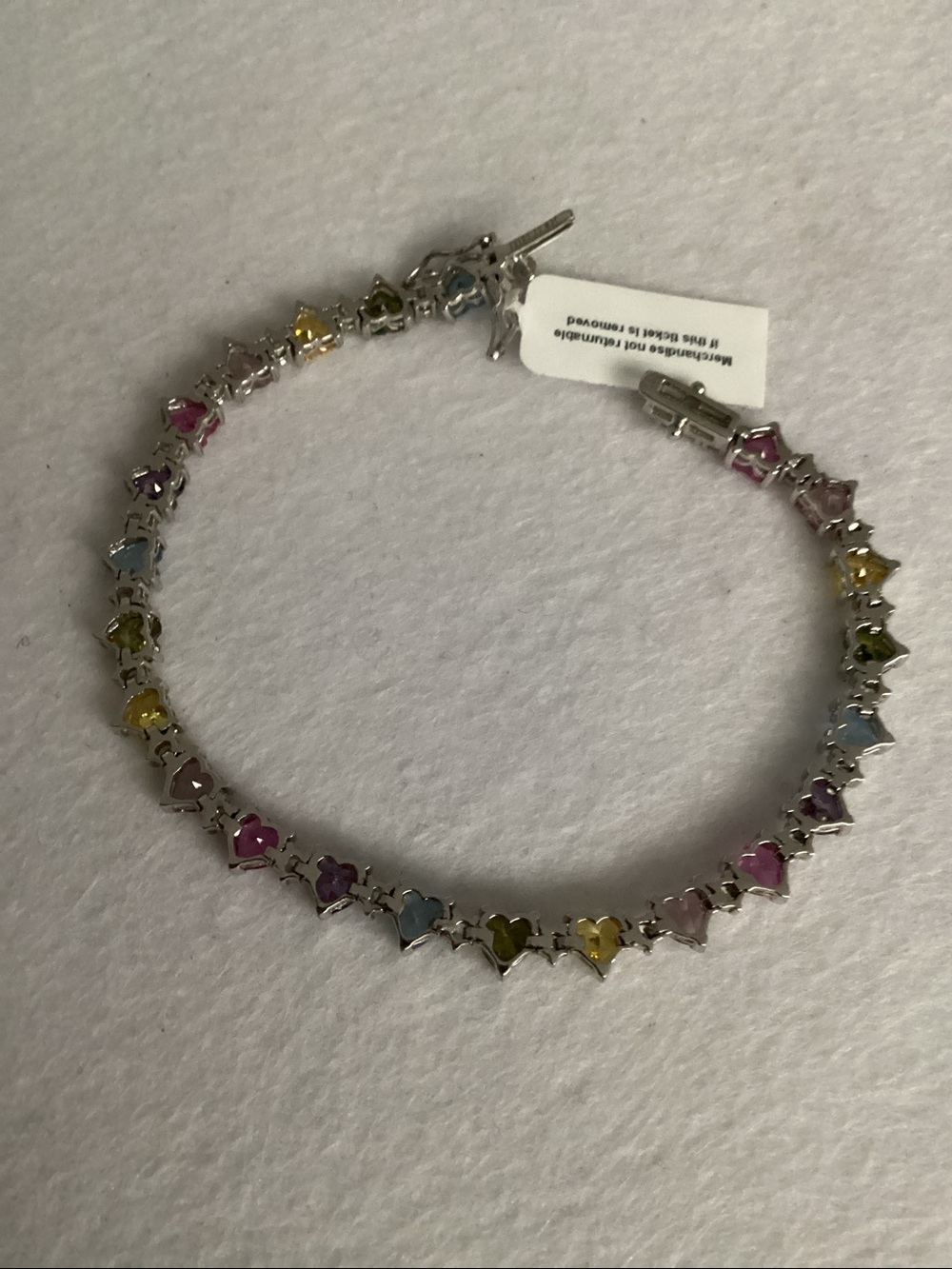 Giani Bernini 925 Multi-Color Cubic Zirconia SS Heart Gemstone Tennis Bracelet - Picture 10 of 11